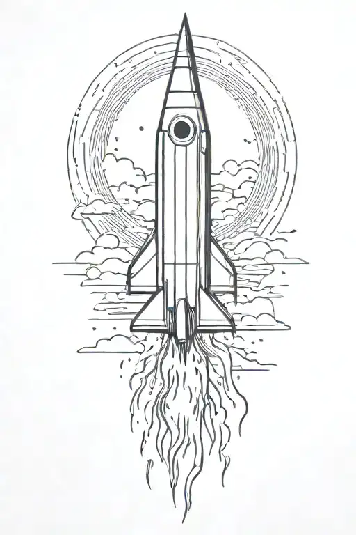rocket ship sailing through stormy tattoo design idea