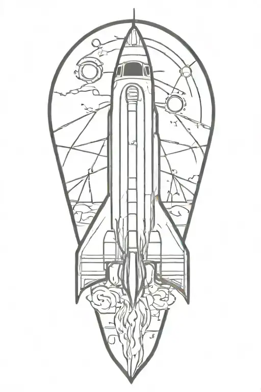 rocket ship tattoo design idea