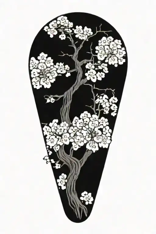 cherry blossom tree growing tattoo design idea