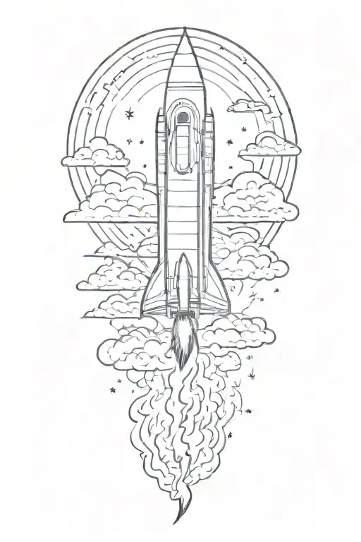rocket ship sailing through stormy tattoo design idea