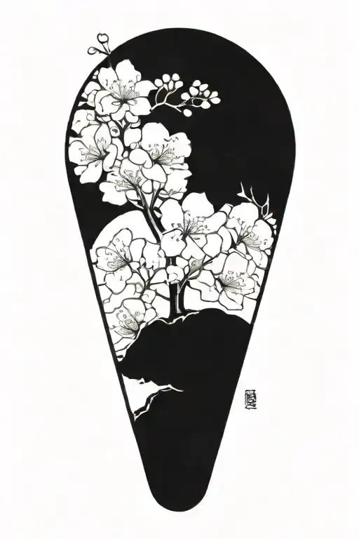 cherry blossom tree growing tattoo design idea