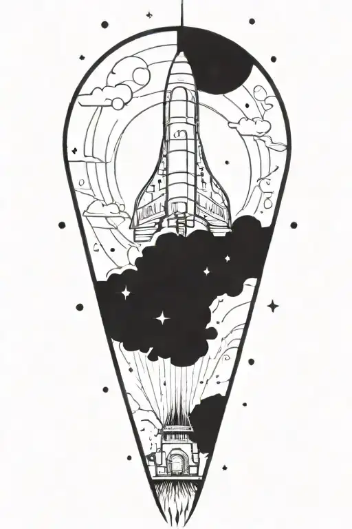 always up spaceship tattoo design idea