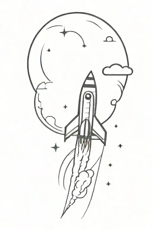 rocket ship sailing through stormy tattoo design idea