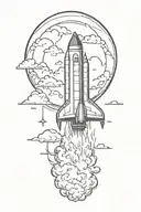 rocket ship sailing through storm clouds tattoo design idea