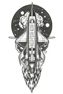 rocket ship tattoo design idea