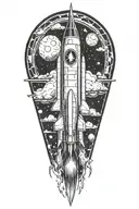 rocket ship tattoo design idea