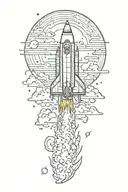 rocket ship sailing through stormy tattoo design idea