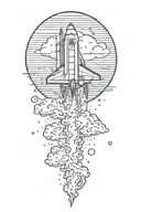 rocket ship sailing through stormy tattoo design idea
