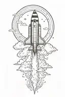 rocket ship sailing through storm clouds tattoo design idea
