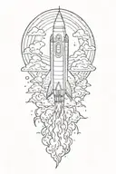 rocket ship sailing through stormy tattoo design idea