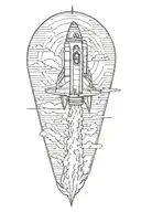 rocket ship sailing through stormy tattoo design idea