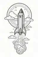 rocket ship sailing through storm clouds tattoo design idea