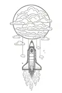 rocket ship sailing through storm clouds tattoo design idea