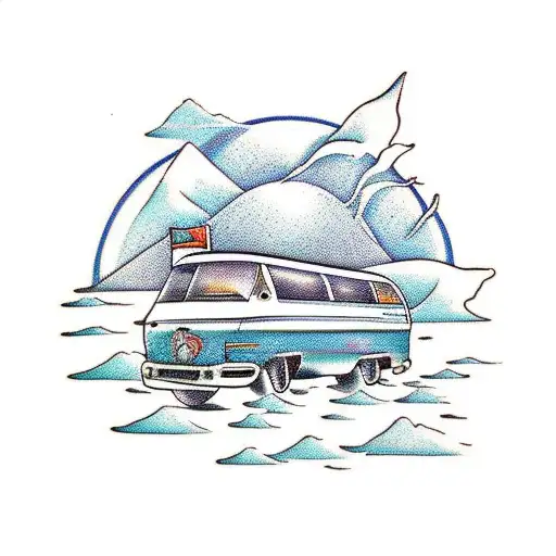beach mountains bus ipad mom tattoo design idea