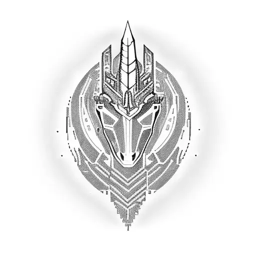 A futuristic cybernetic unicorn with pixelated patterns tattoo design idea