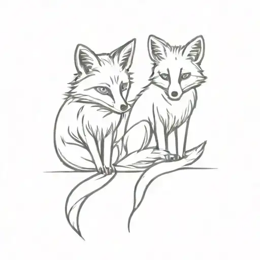 two foxes tattoo design idea