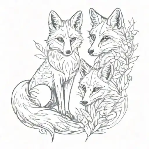 two foxes on the side tattoo design idea