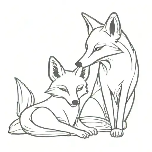 two foxes on the side tattoo design idea