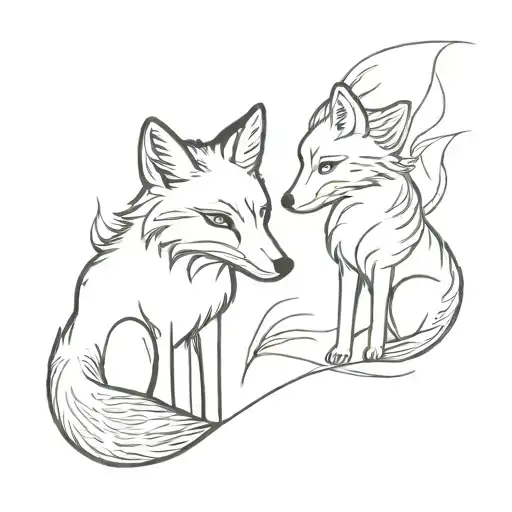 two foxes on the side tattoo design idea