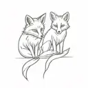two foxes tattoo design idea