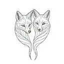 two foxes tattoo design idea