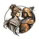I want a tattoo of Anakin Skywalker, in his two phases as Anakin and as Darth Vader, ideal with slight touches of color  tattoo design idea