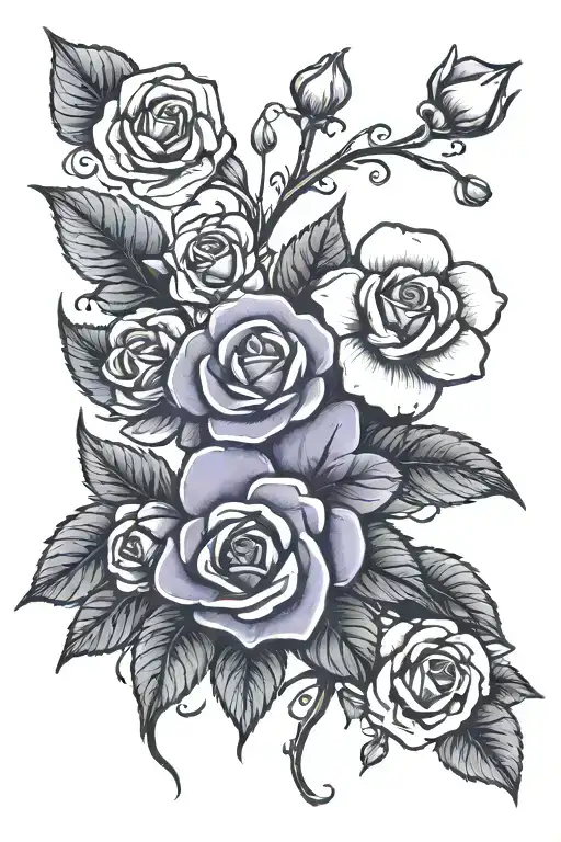 violets and one rose growing tattoo design idea