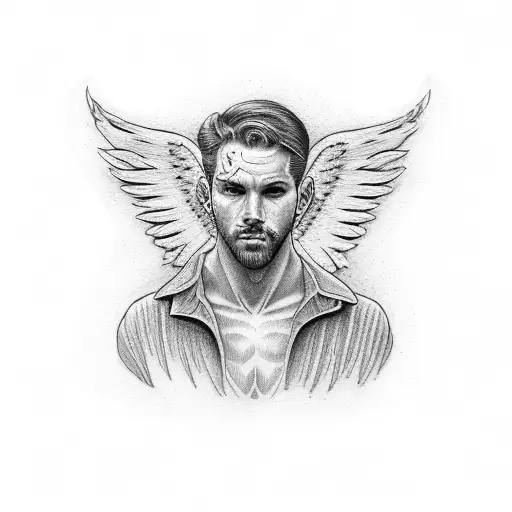 Man as an angel tatto for Men tattoo design idea