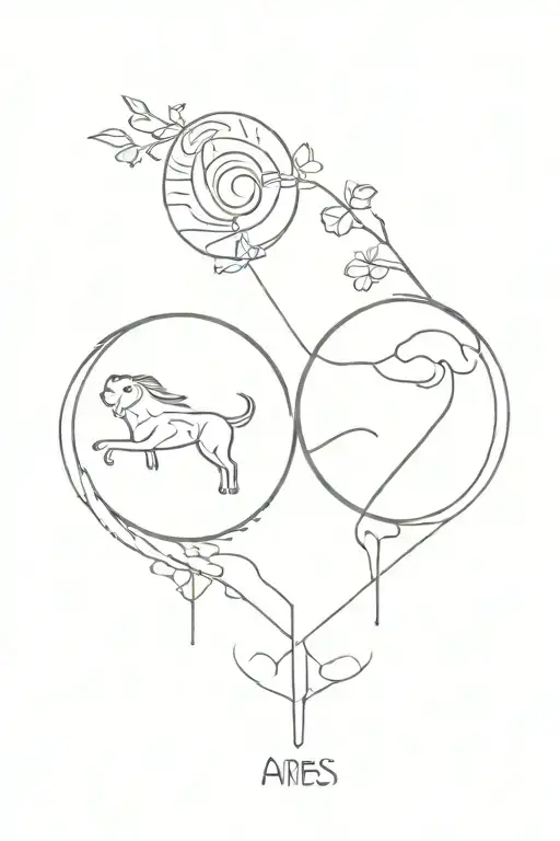 horoscope couple tattoo about a Libra and an Aries tattoo design idea