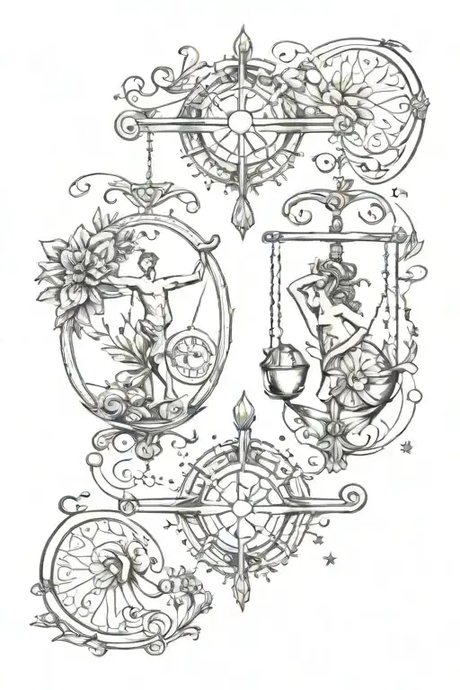 horoscope couple tattoo about a Libra and an Aries tattoo design idea