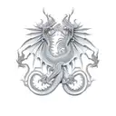 A delicate and elegant dragon inspired by Chinese mythology, with intricate patterns and symmetrical designs tattoo design idea