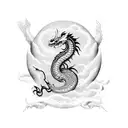 A delicate and elegant dragon inspired by Chinese mythology, with intricate patterns and symmetrical designs tattoo design idea