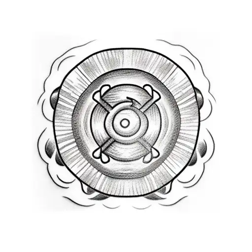 Straw Hat from One Piece, Sharingan from Naruto and Basement Key from Attack on Titan, fusion tattoo design idea