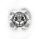 Straw Hat from One Piece, Sharingan from Naruto and Basement Key from Attack on Titan, fusion tattoo design idea