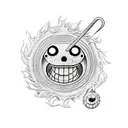 Straw Hat from One Piece, Sharingan from Naruto and Basement Key from Attack on Titan, fusion tattoo design idea