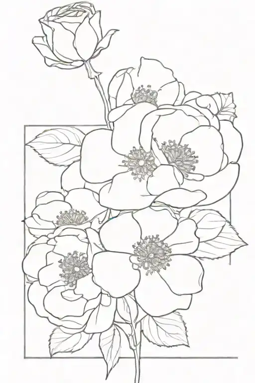 rose, peony, hydrangeas, ranunculus, cross tattoo design idea
