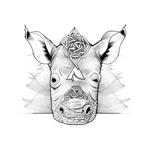 A rhinoceros in a Celtic knot design tattoo design idea