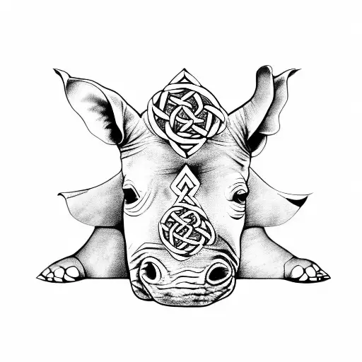 A rhinoceros in a Celtic knot design tattoo design idea