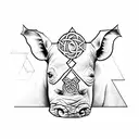 A rhinoceros in a Celtic knot design tattoo design idea