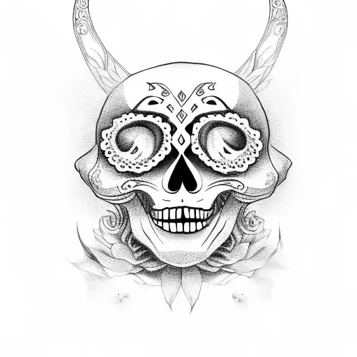 day of the dead dog skull tattoo design idea