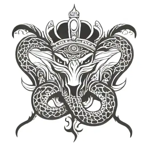 cobra wrapped in a king's crown tattoo design idea