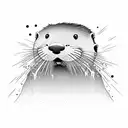 an otter performing a metal scream in the forest in front of a crowd of otters headbanging tattoo design idea