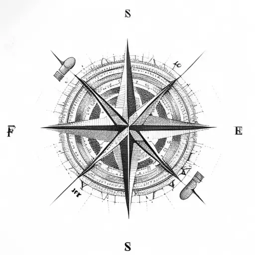compass 3d kazachstan tattoo design idea
