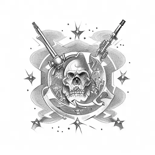 A powerful military-inspired tattoo featuring the Estrela de Davi and Estrela de Salomão tattoo design idea