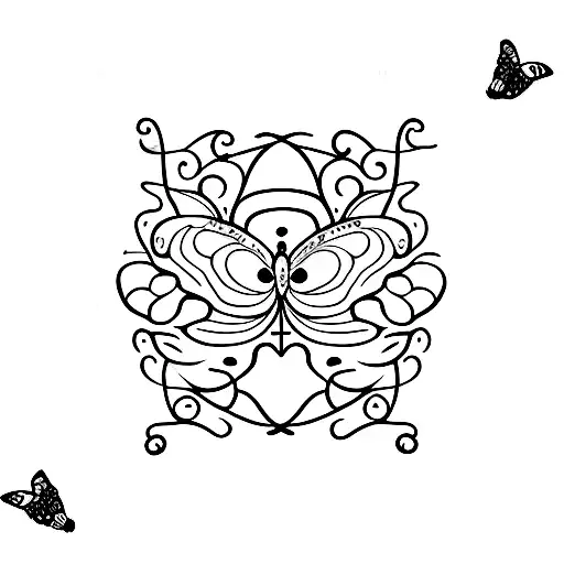 Semicolon with Butterflies  tattoo design idea