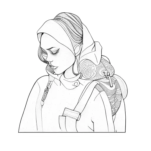 a woman with a backpack tattoo design idea