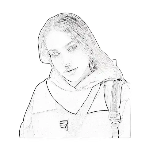 a woman with a backpack tattoo design idea