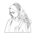 a woman with a backpack tattoo design idea