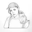 a woman with a backpack tattoo design idea