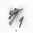"Protected by God, Glocks and ghetto angels" words above a Glock 19 handgun with an extended clip tattoo design idea